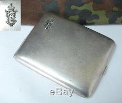 WWII ORIGINAL GERMAN ALLY OFFICERS SILVER CIGARETTE CASE withROYAL MONOGRAM