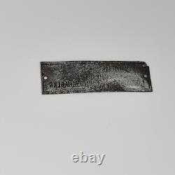 WWII WW2 German Original Luftwaffe Junkers plane engine factory tag metal number