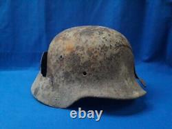 Wartime World War II German Army Helmet Heavy Battle Damage Original Shell