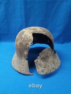 Wartime World War II German Army Helmet Heavy Battle Damage Original Shell