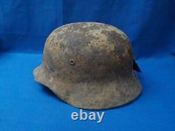 Wartime World War II German Army Helmet Heavy Battle Damage Original Shell