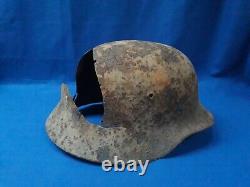 Wartime World War II German Army Helmet Heavy Battle Damage Original Shell