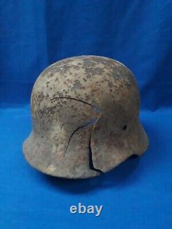 Wartime World War II German Army Helmet Heavy Battle Damage Original Shell