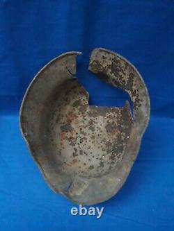 Wartime World War II German Army Helmet Heavy Battle Damage Original Shell