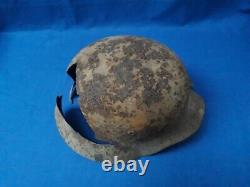 Wartime World War II German Army Helmet Heavy Battle Damage Original Shell