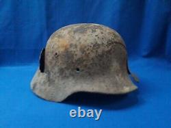 Wartime World War II German Army Helmet Heavy Battle Damage Original Shell