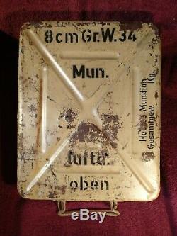 Well Marked Ww II Nazi Germany German Ammo Metal Box Canister All Original