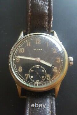 World War 2 Helma German Army watch with DH marking Original leather strap