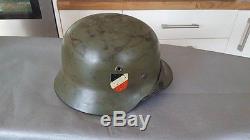 World War 2 WWII Double Decal German Army Helmet Original Pre War Apple Green