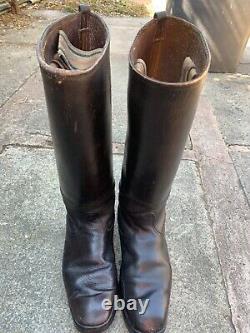 Ww1 / Ww2 German Original Cavalry Officer Leather Boots Shoes