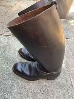 Ww1 / Ww2 German Original Cavalry Officer Leather Boots Shoes