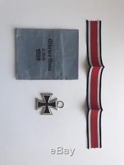 Ww2 1939 German Iron Cross (2nd Class) With Original Ribbon And Envelope