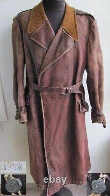 Ww2 1939 Original German Luftwaffe Officer Leather Greatcoat