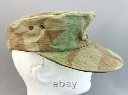 Ww2 German Hat, Camo Splinter Pattern, Shows Age And In Good Condition