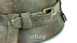 Ww2 German Helmet Leather Carrier, Original, Complete, Rare