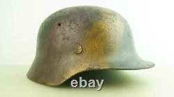 Ww2 German Helmet M-40, 3 Color Normandy Camo, Complete, Size 66