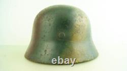 Ww2 German Helmet M-40, 3 Color Normandy Camo, Complete, Size 66