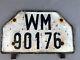 Ww2 German Km Vehicle Or Motorcycle Rear Licence Plate, Good Condition