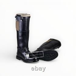Ww2 German Luftwaffe Flight Boots Black Leather Rubber Sole Repro All Sizes