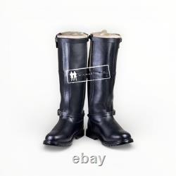 Ww2 German Luftwaffe Flight Boots Black Leather Rubber Sole Repro All Sizes