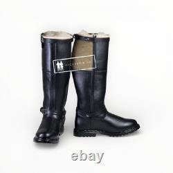 Ww2 German Luftwaffe Flight Boots Black Leather Rubber Sole Repro All Sizes