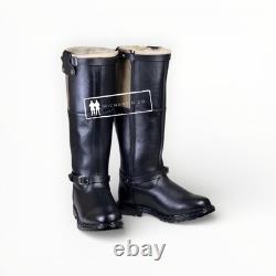 Ww2 German Luftwaffe Flight Boots Black Leather Rubber Sole Repro All Sizes