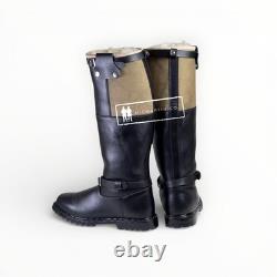 Ww2 German Luftwaffe Flight Boots Black Leather Rubber Sole Repro All Sizes