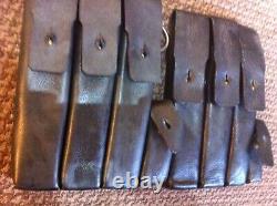 Ww2 German Mp40 / Mp38 pouches black leather Dated 1939 Original