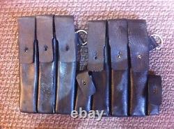 Ww2 German pouches Mp40 /mp38 black leather Dated 1939 Original