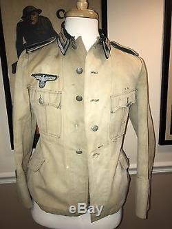 Ww2 Original Heer Untteroffizier Tunic German Jacket Collar Tab Afrikacorp
