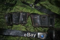 Ww2 Original german Waffen SS Blue Steel Buckle XL Belt+Y Straps matching set