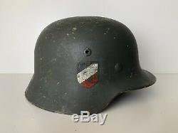 Ww2 WH original german decal camo M35 steel helmet Stahlhelm casco aleman