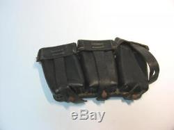 Ww2 Wwii German Leather Ammo Pouch 3 Section Original