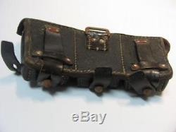 Ww2 Wwii German Leather Ammo Pouch 3 Section Original
