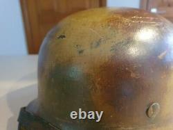 Ww2 original german helmet normandy camo helmet liner strap in good con