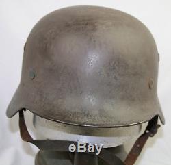 Wwii German Army Military Helmet With Original Liner And Chin Strap Et66 Ww2