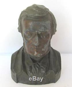 Wwii Original German Marked Metal Bust Sculpture Richard Wagner V. Rare