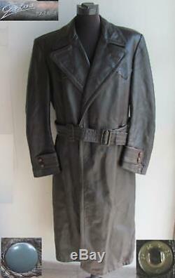 Wwii Original German Wehrmacht Officer Leather Greatcoat