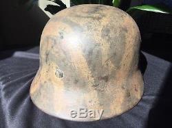 Wwii Ww2 German Camo Helmet, Et64, M40, Sd, Normandy Pattern, Original, Exc