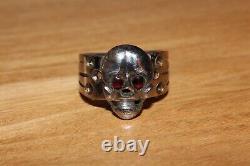 Wwii Ww2 Original German Army Legion Volunteer Veteran Chrome Plated Skull Ring