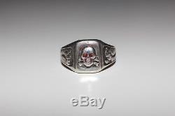 Wwii Ww2 Original German Latvian Waffen Elite Volunteer Oak Silver Skull Ring